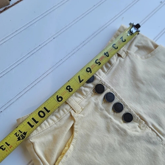 Copper Key Light Yellow Mini Skirt Super Stretchy Jeans Buttons Juniors sz 3 - Picture 8 of 10